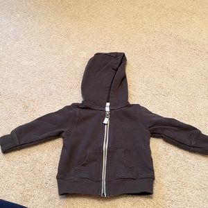 Dark grey hooded sweatshirt, 6 months